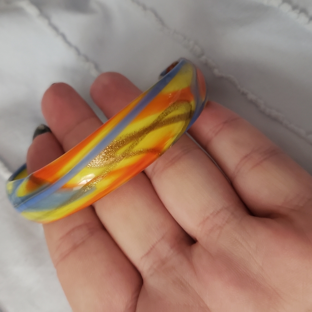 Colorful Swirl Gold Bangle Bracelet